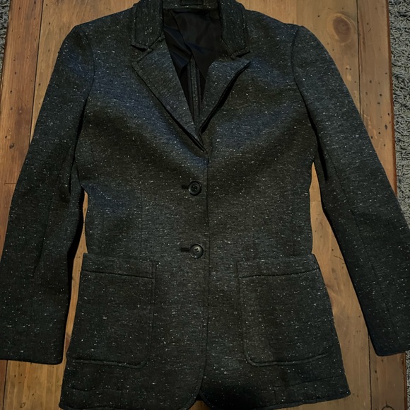 ATM Crop Sleeve Two Button Notched Lapel Blazer Jacket Gray - Picture 3 of 6